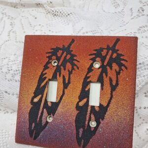 Geo Plate Double Light‎ Switch Cover Southwestern Feather Wall Decor